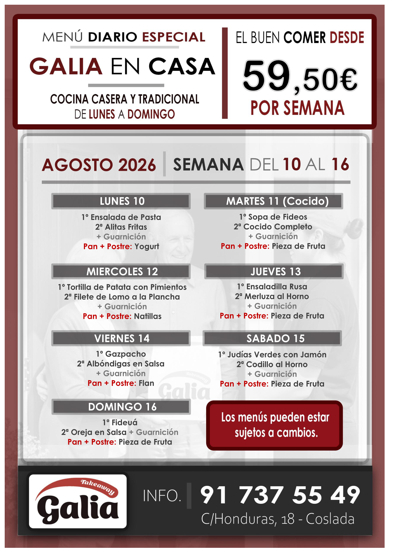 Menú Semanal ( 7 Días )